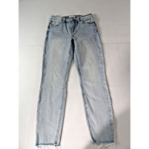 Pistola Arielle Scissor Cut Jeans 28 Skinny Light Wash Raw Hem Blue Denim